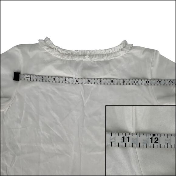 Girls Frilly White Top Crew Neck Short Sleeves No Tags - Picture 5 of 8